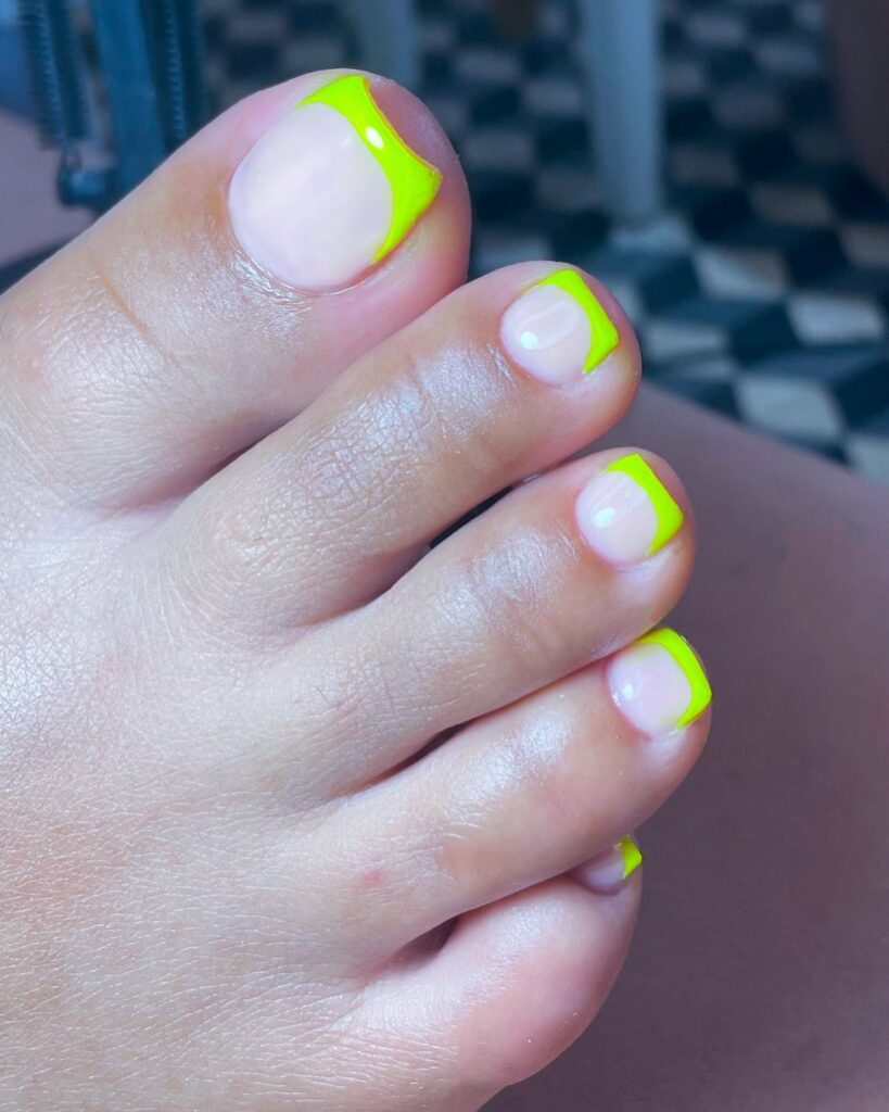20 Latest Neon Yellow Pedicure Ideas To Try In 2024! 20 French Neon Yellow Pedicure