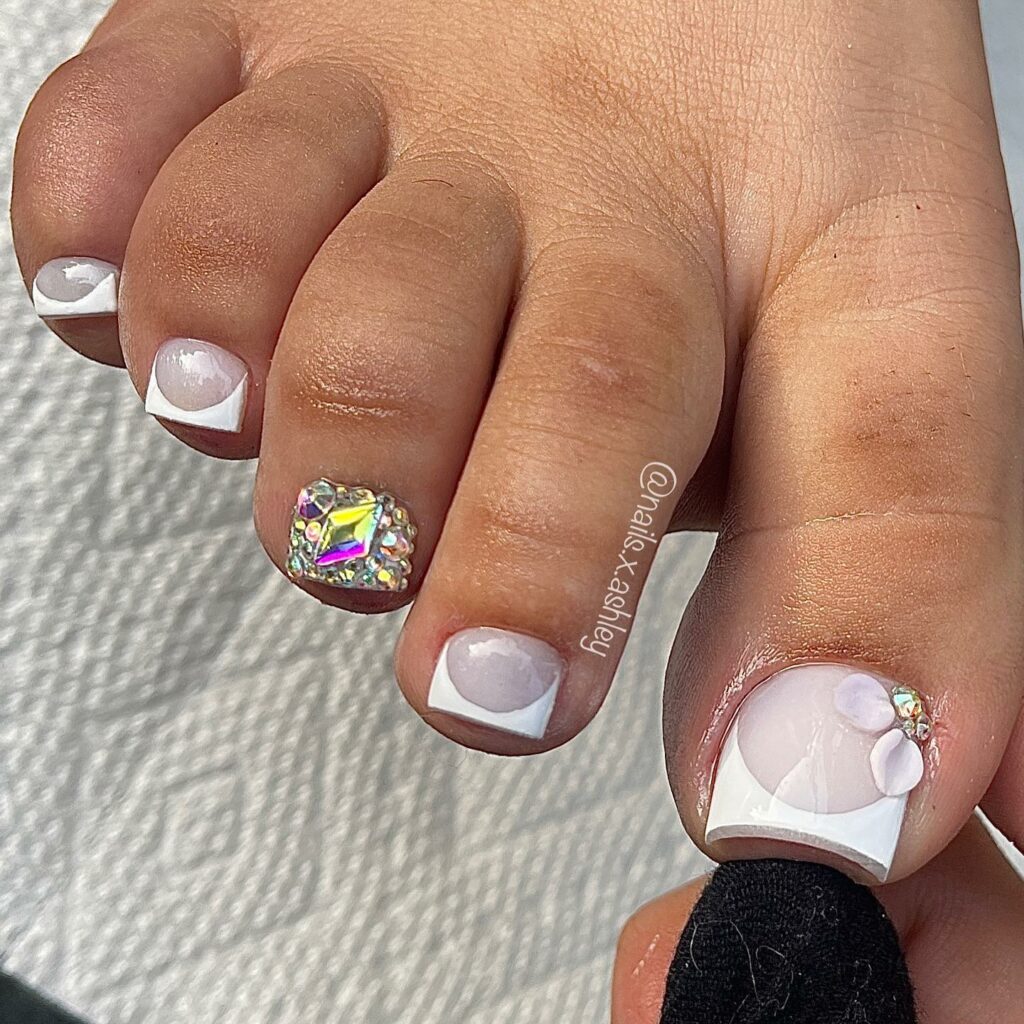 25 French Pedicure Ideas to Elevate Your Style in 2024 17 Glitzy Glamour