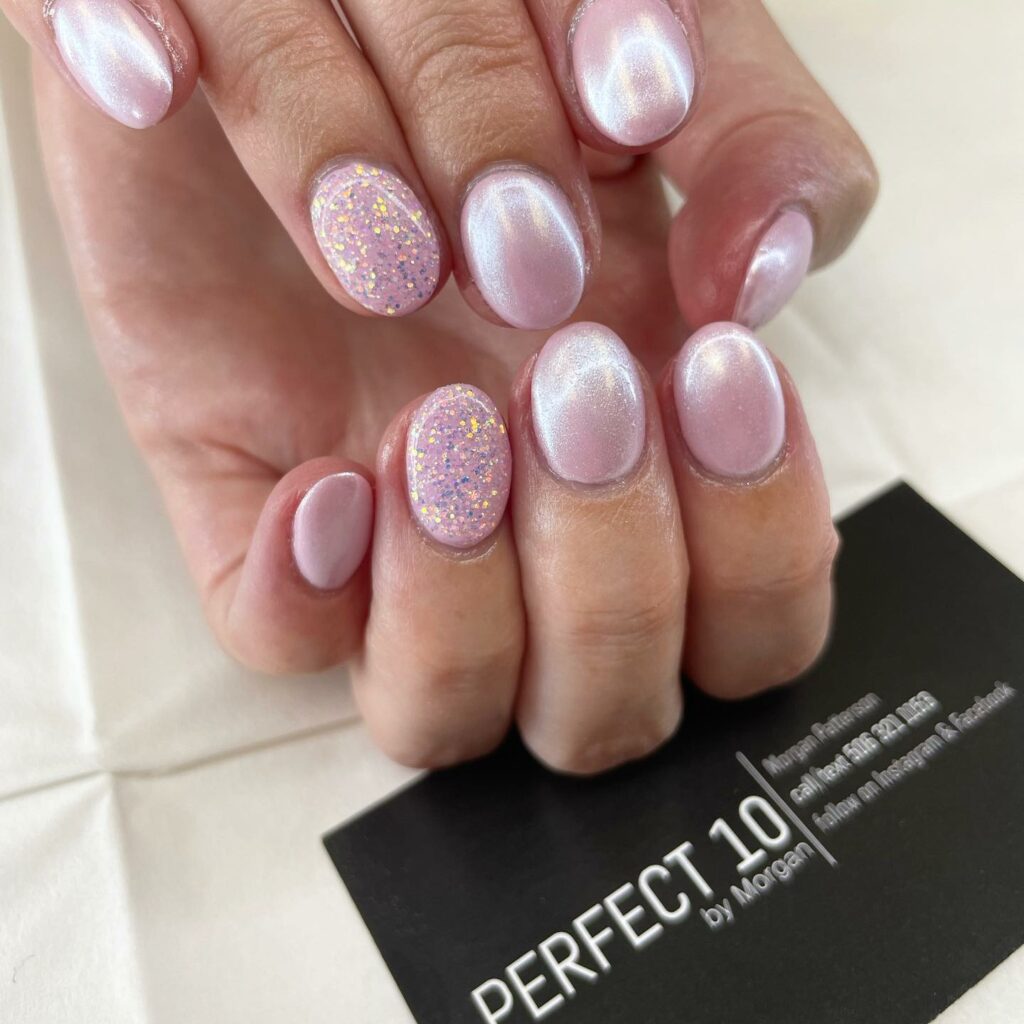 Shine with 30 Light Pink Chrome Nail Designs of 2024 18 Pink Chrome & Glitter