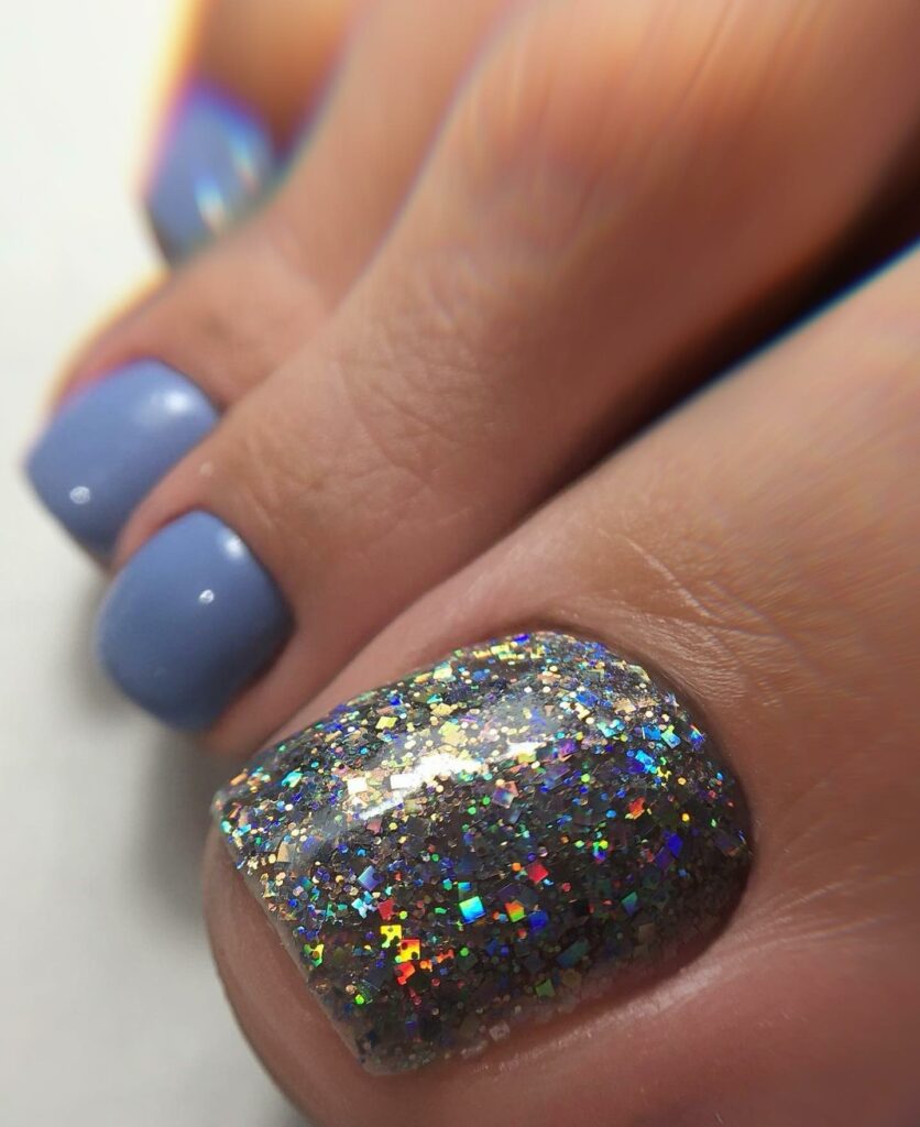 Add Sparkle with 25 Sparkly Toe Nails for 2024 26 Pastel Color Nail With Sparkly Glitters On Big Toe