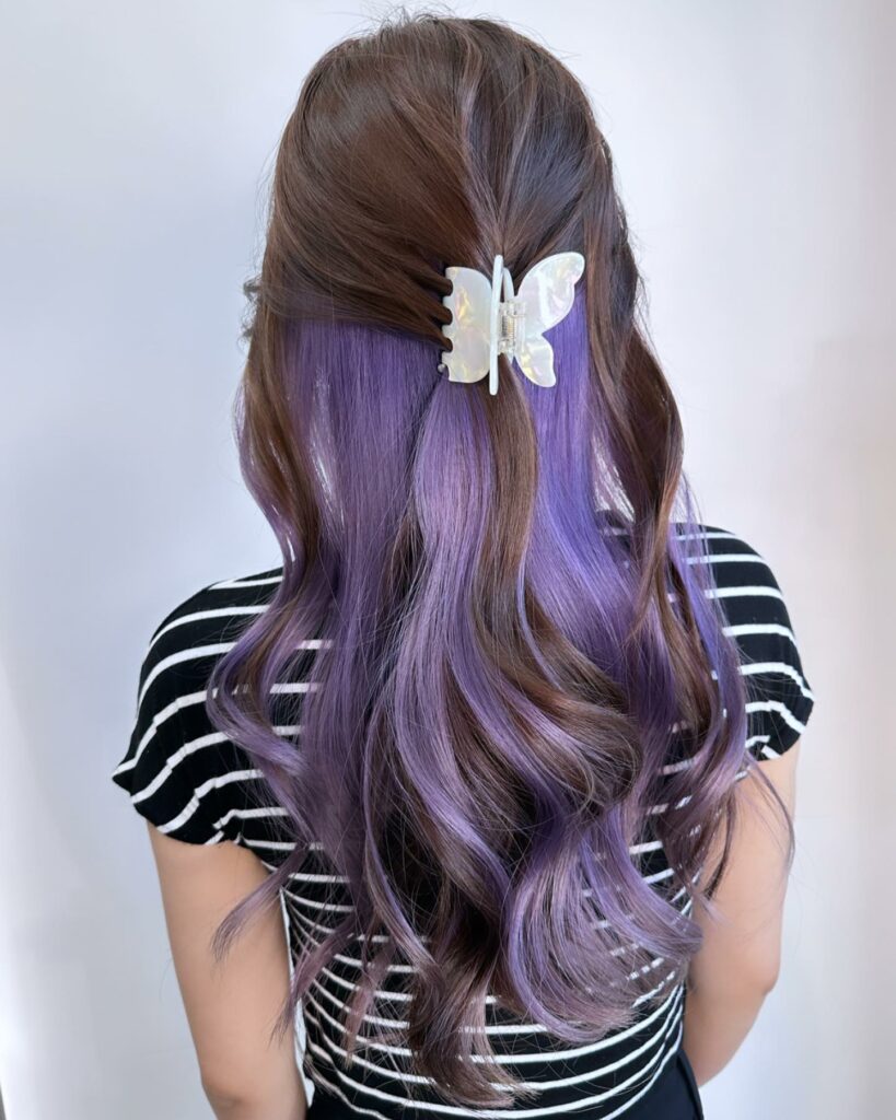 40 Purple Highlight Hair Ideas to Try in 2024 13 Peek-a-Boo Lavender