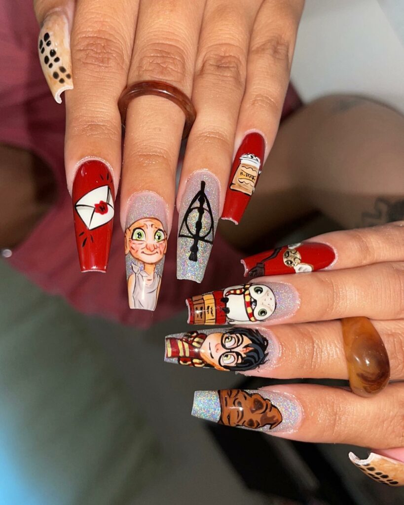 33 Latest Harry Potter Nail Ideas To Try In 2024! 25 Harry Potter Design On Acrylic Coffin Nails