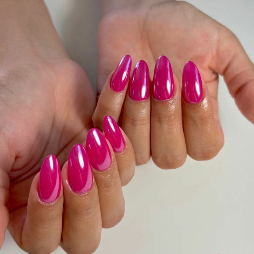 Shine with 30 Light Pink Chrome Nail Designs of 2024 25 Vibrant Hot Pink Chrome