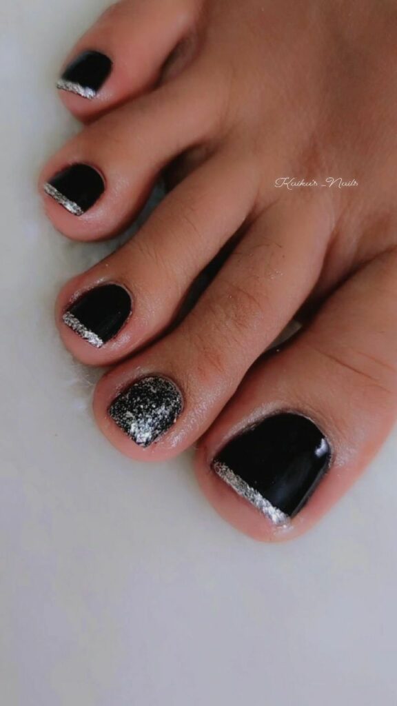 50 LATEST BLACK FRENCH PEDICURE IDEAS TO TRY IN 2024! 34 Textured Tips
