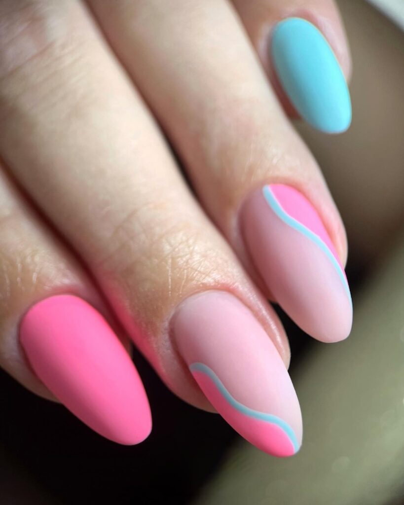 39 Latest Pink and Blue Nail Designs To Try in 2024! 14 Psychedelic Swirls