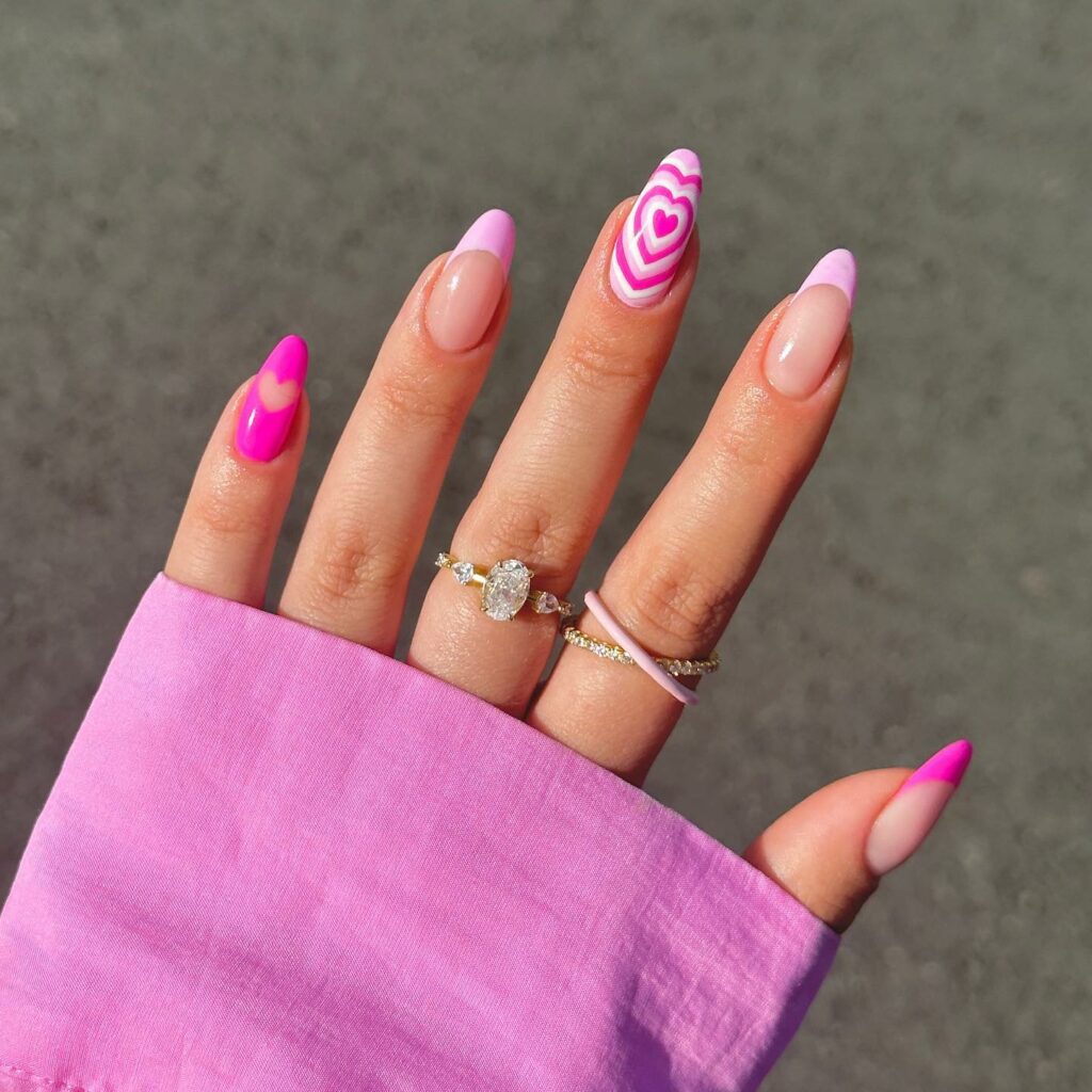 30 Latest Heart Nails Ideas To Try In 2024! 23 Barbie-Inspired Heart Pink Nails
