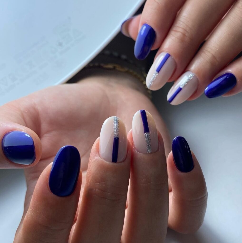 35 Latest Dark Blue Nail Designs To Try In 2024! 39 Dark Blue And White