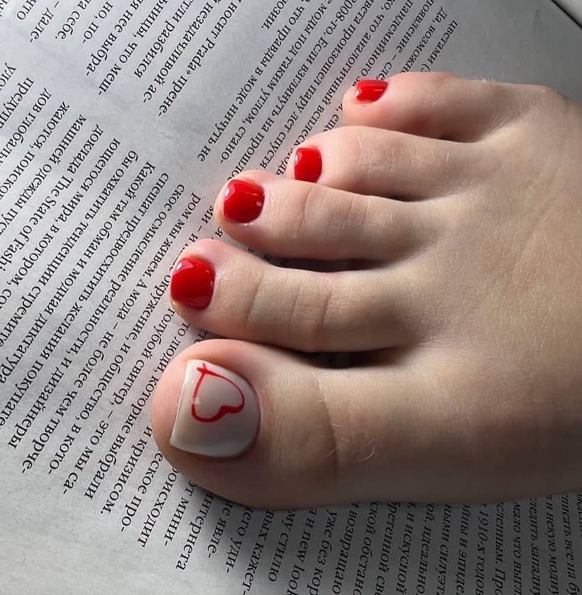 Get Playful with 30 Heart Toenail Pedicure Ideas for 2024 25 Red Heart Nail Pedicure