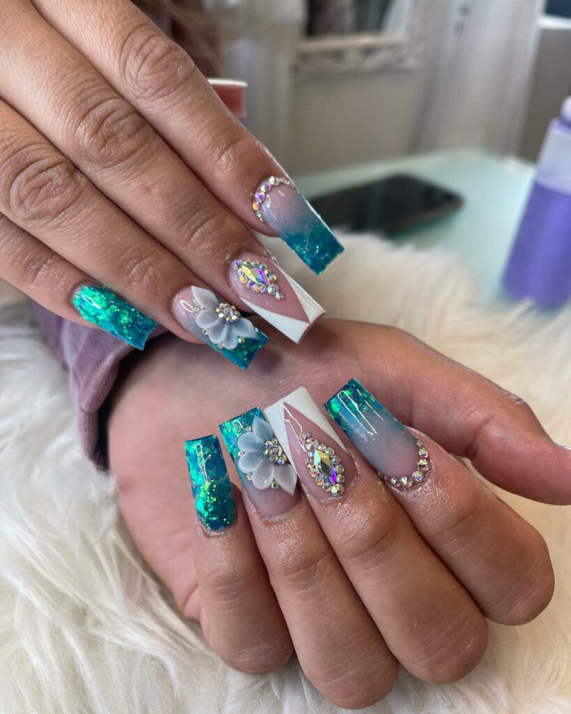 Dive into 60 Turquoise Nail Designs of 2024 40 Luxe Coffin Nails