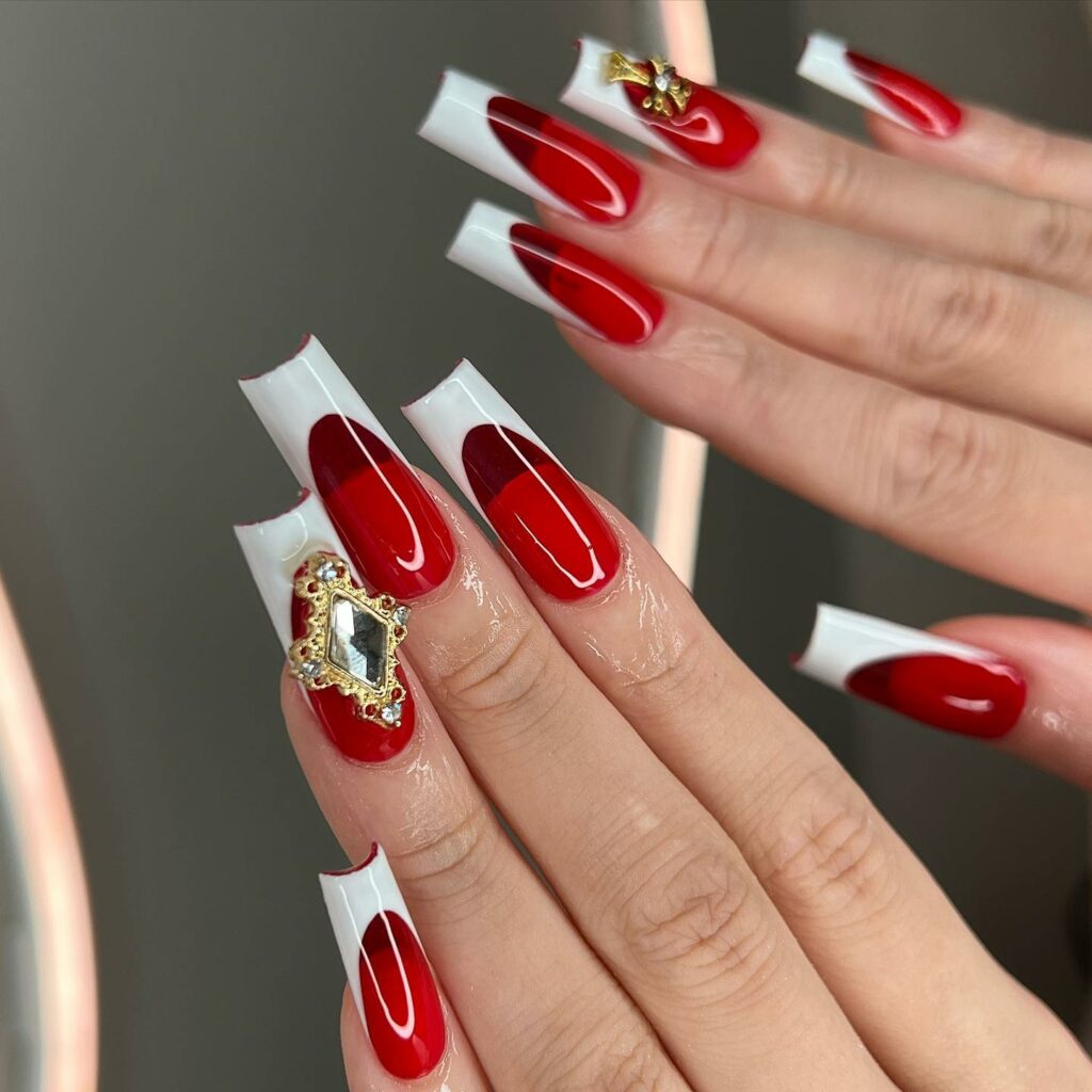 20 Latest Dark Red Nail Ideas To Try In 2024! 41 Red-Base French