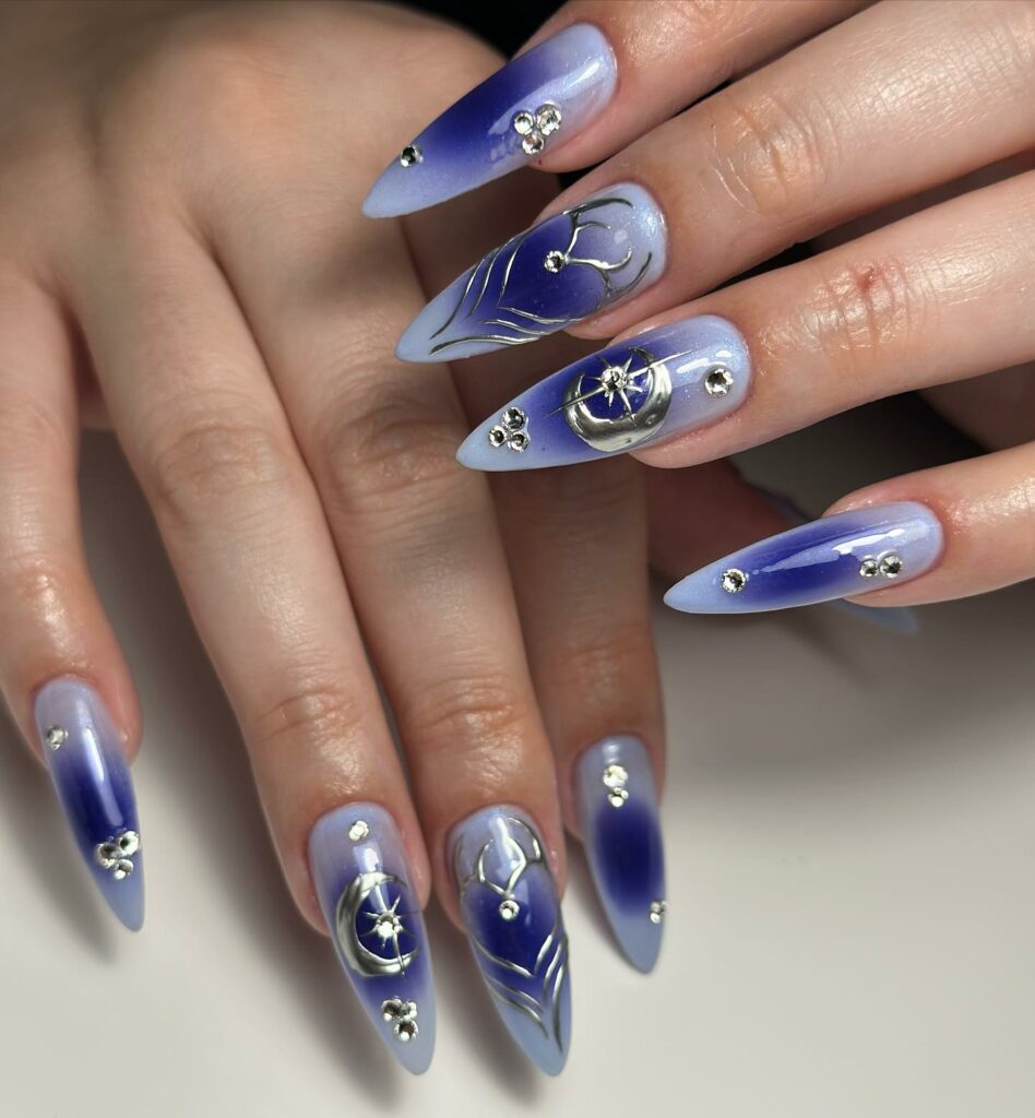 30 Latest Aura Nails Ideas To Try In 2024! 38 Chrome Blue Aura Nails