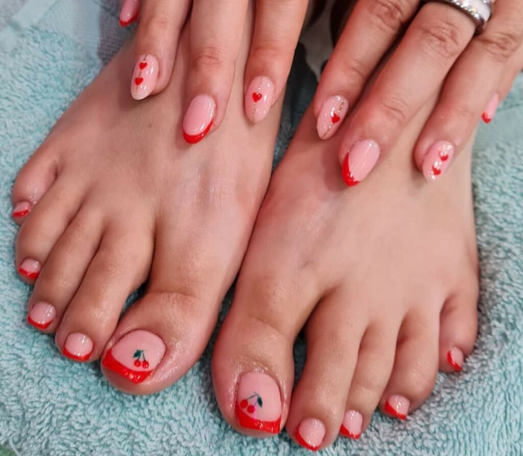 Feel Fruity with 25 Cherry Toenail Pedicure Ideas for 2024 16 Cherry Nail Art On Red French Tips