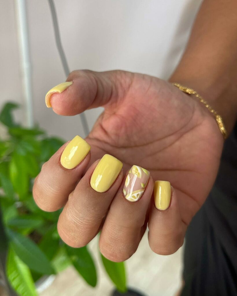 Experiment with 30 Short Square Nail Designs in 2024 27 Short Yellow Nails