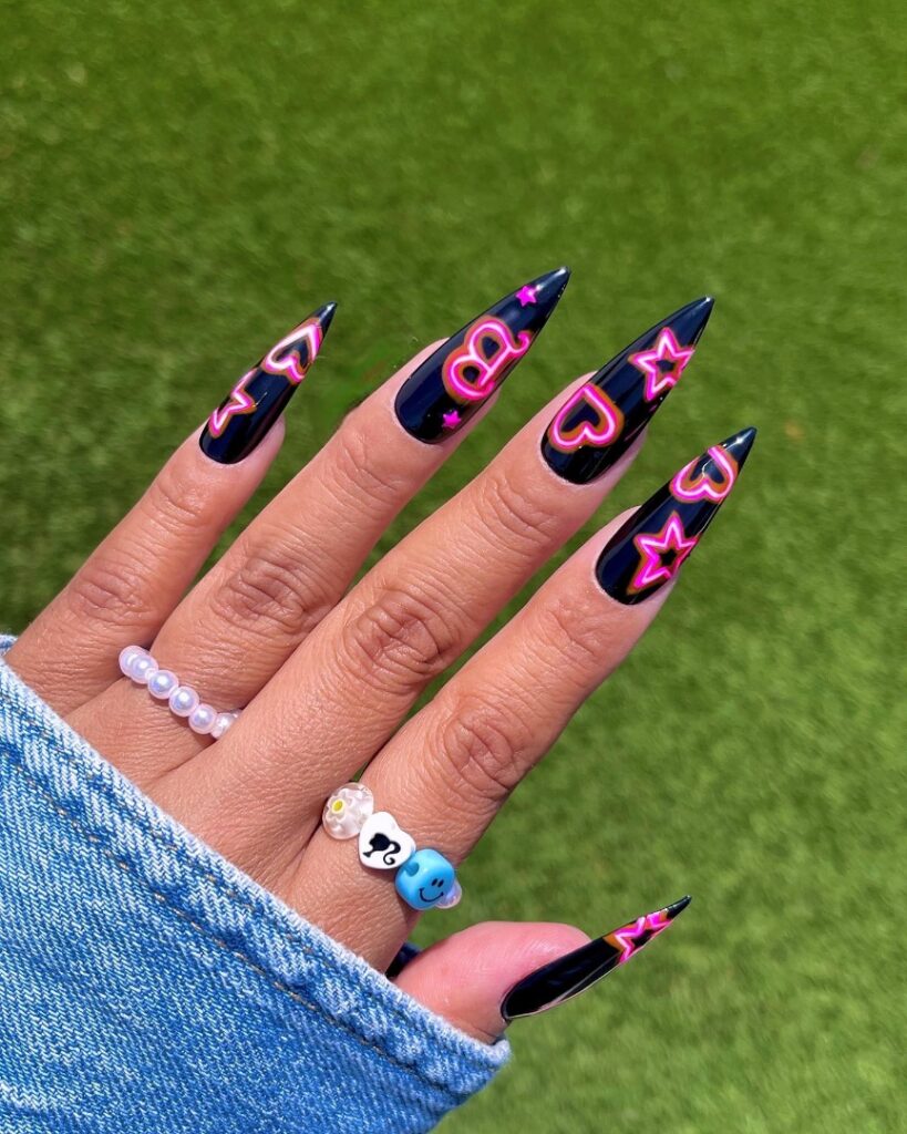 Indulge in 35 Black And Pink Nail Designs To Try in 2024 20 Neon Lights