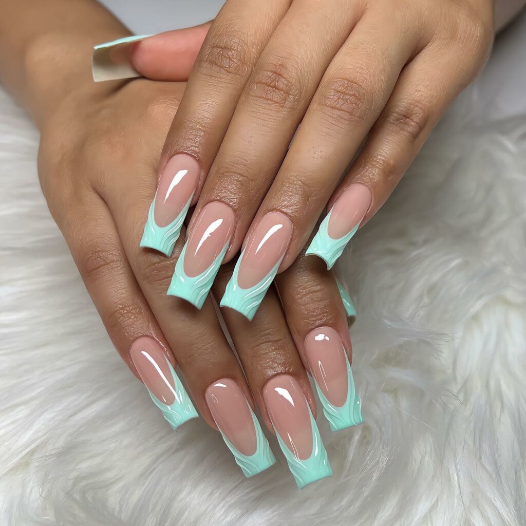 35 Latest Medium Square Nail Ideas To Try In 2024! 38 Mint Green French Medium Square Nails