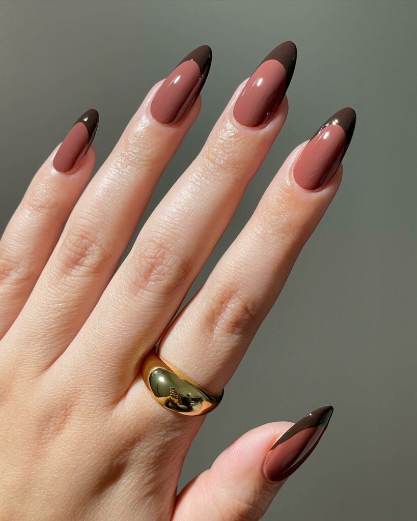 40 Latest Brown French Tip Nail Ideas To Try in 2024! 17 Brown French Tips On A Light Brown Base Nail
