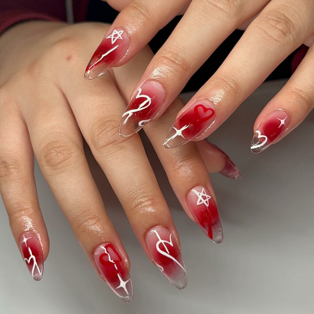 15 Latest Red Ombre Nail Designs To Try In 2024! 16 Ombre Nails with Red Hearts