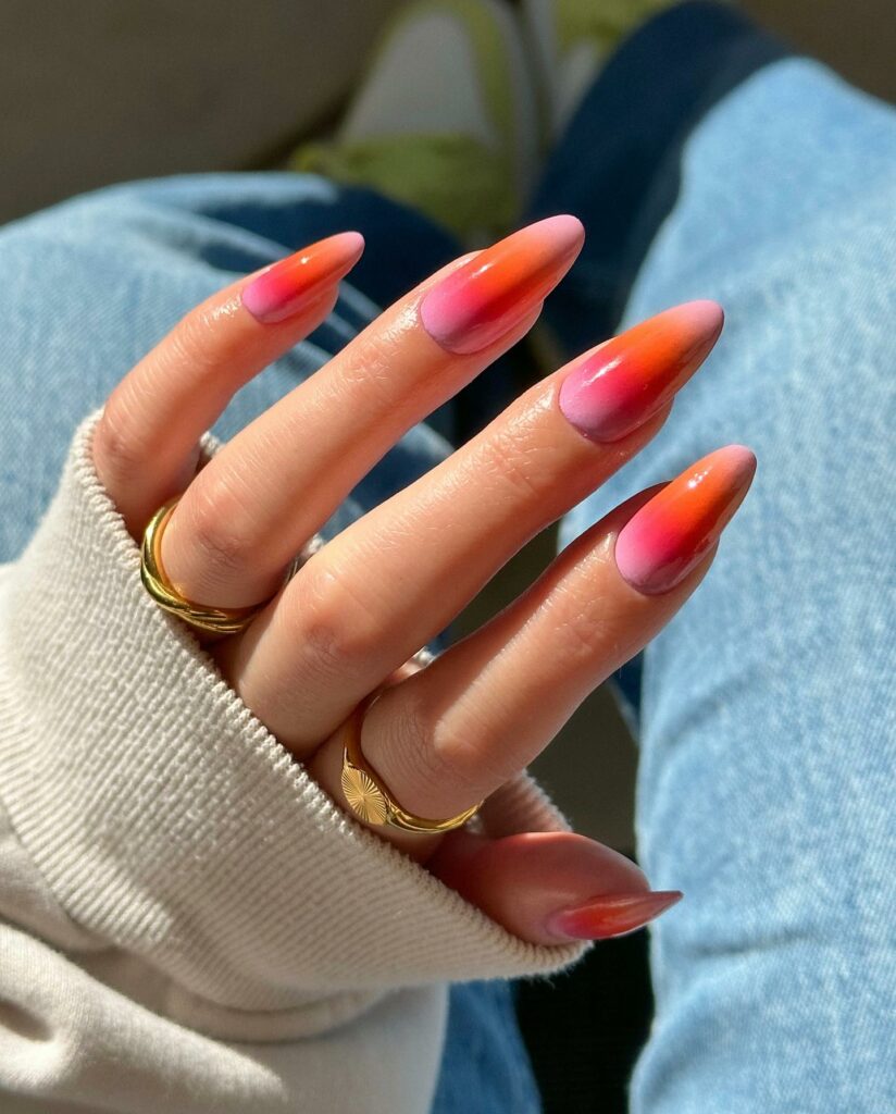 30 Latest Orange Ombre Nail Designs To Try In 2024! 21 Orange Aura Ombre Nails