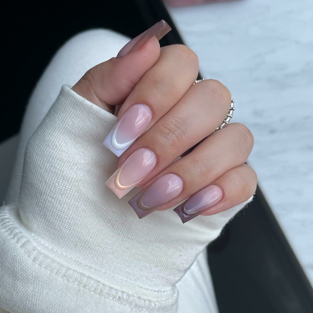 35 Latest Medium Square Nail Ideas To Try In 2024! 16 Medium Square Ombre Nails With Fall-Inspired Color Design