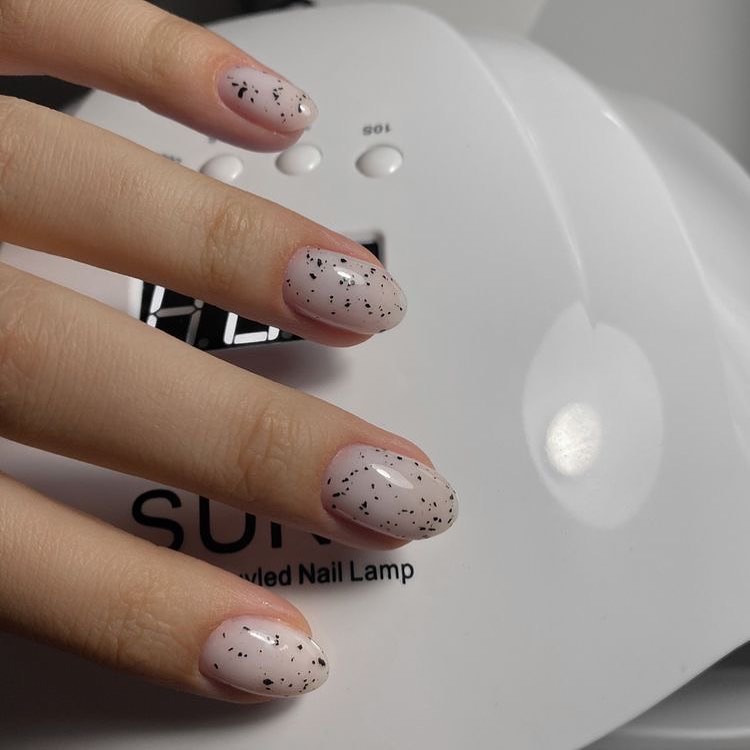 Find Your Style with 28 Beige Nail Designs of 2024 34 Beige Nails With Black Polka Dot