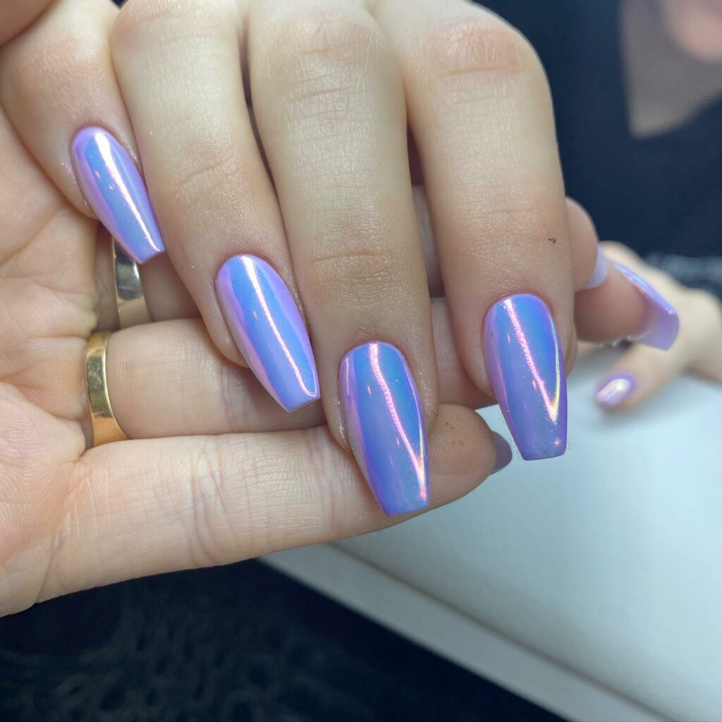 Explore 30 Purple Coffin Nail Designs in 2024 39 Chrome Purple Coffin Nail