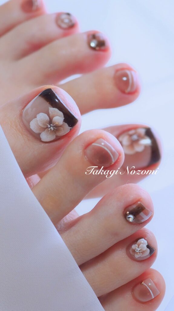 50 LATEST BLACK FRENCH PEDICURE IDEAS TO TRY IN 2024! 32 Floral Fusion