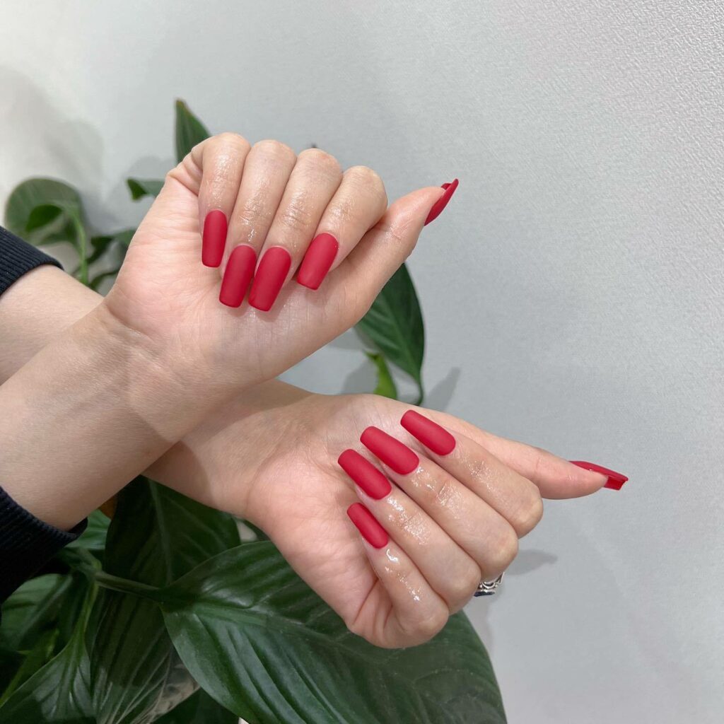 20 Latest Red Matte Nail Ideas To Try In 2024! 20 Basic Red Matte Square Nails