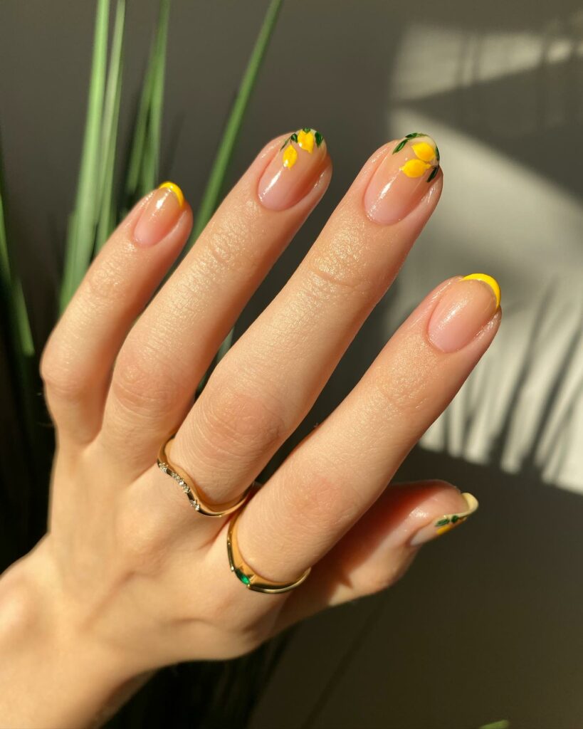 21 Latest Yellow French Tip Nail Designs To Try in 2024! 16 Yellow French Nails With Lemon Design