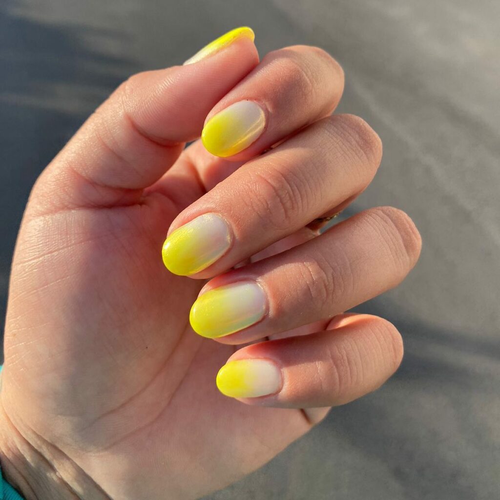 20 Latest Neon Yellow Nail Ideas To Try In 2024! 23 Small Round Yellow Ombre Nails