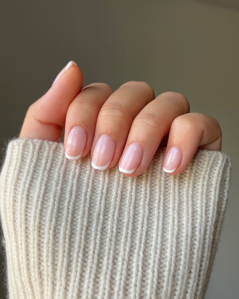 20 Latest Nude Short Nail Ideas To Try In 2024! 16 Short Nude Nails With White French Tip
