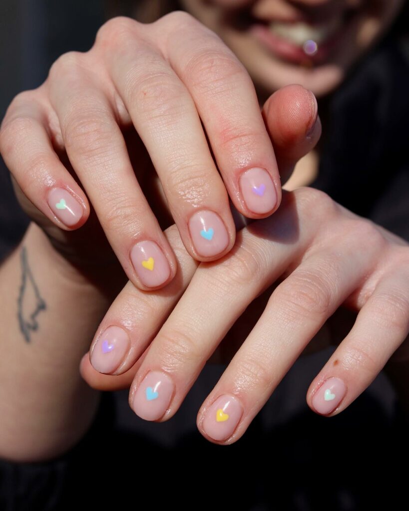 10 Latest Short Valentine's Nail Designs To Try In 2024! 13 Short Valentine Nails With Colorful Heart