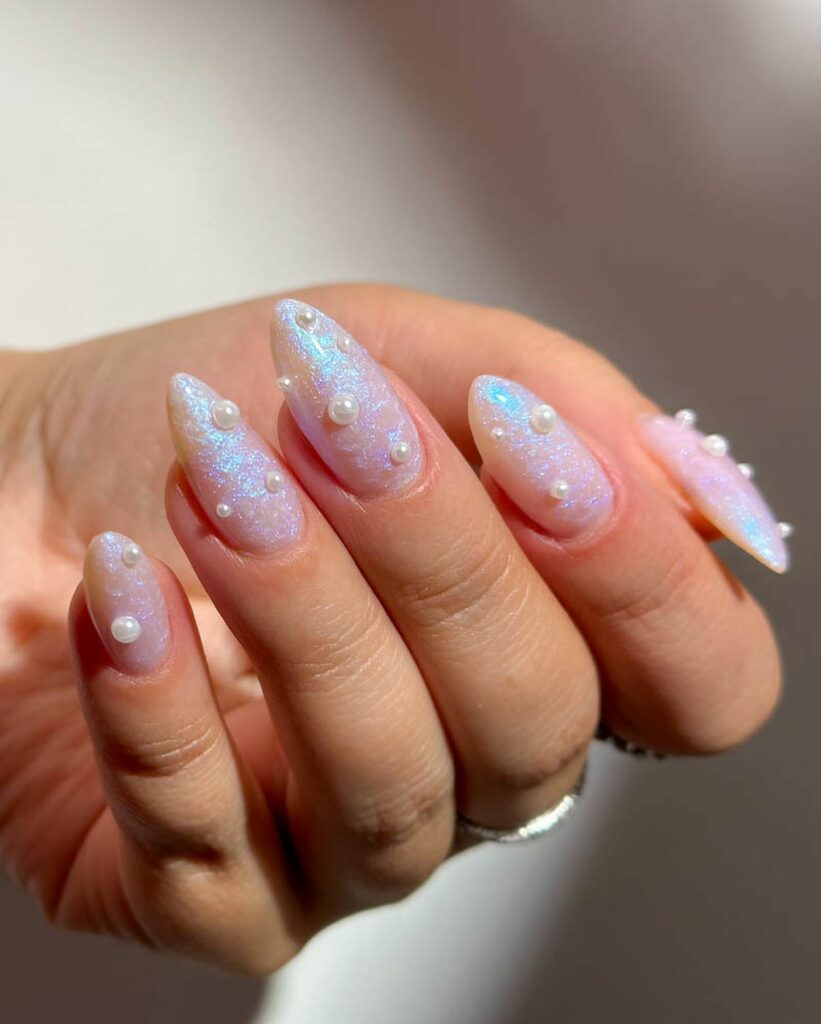 Glow with 20 Pearl White Nail Designs in 2024 12 Pearl Nails With Pearl Stone Design