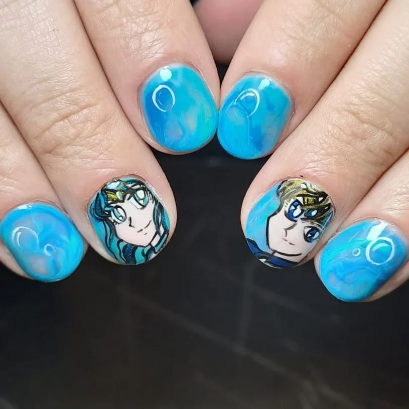 Embrace 40 Anime Nail Designs in 2024 44 The Elegance Of Sailor Neptune