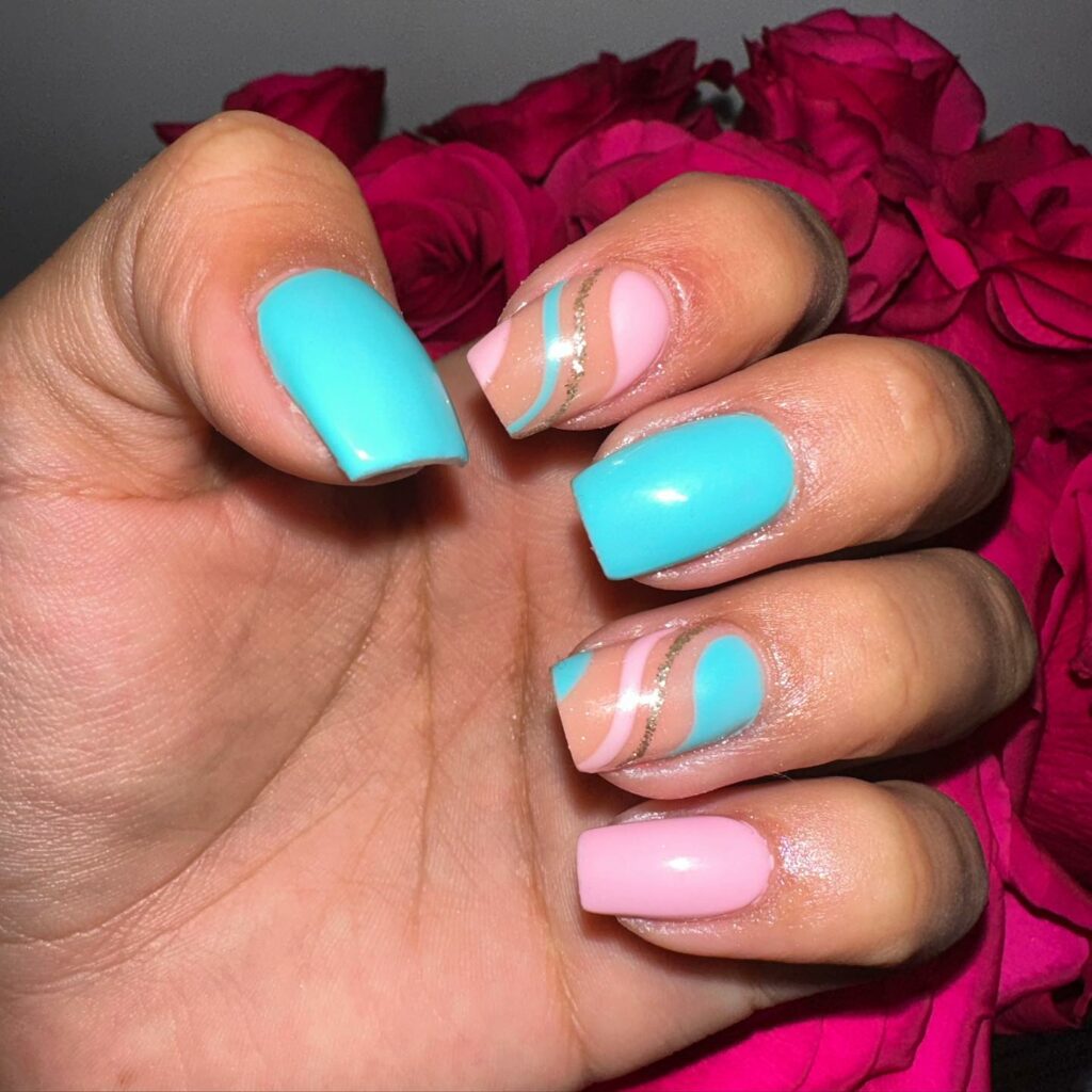 Experiment with 30 Short Square Nail Designs in 2024 35 Pink And Aqua