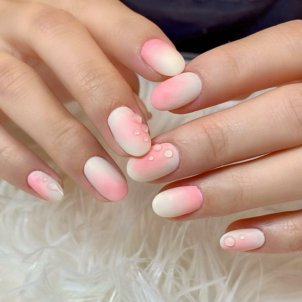 30 Latest Aura Nails Ideas To Try In 2024! 34 Peach And White Aura Nails