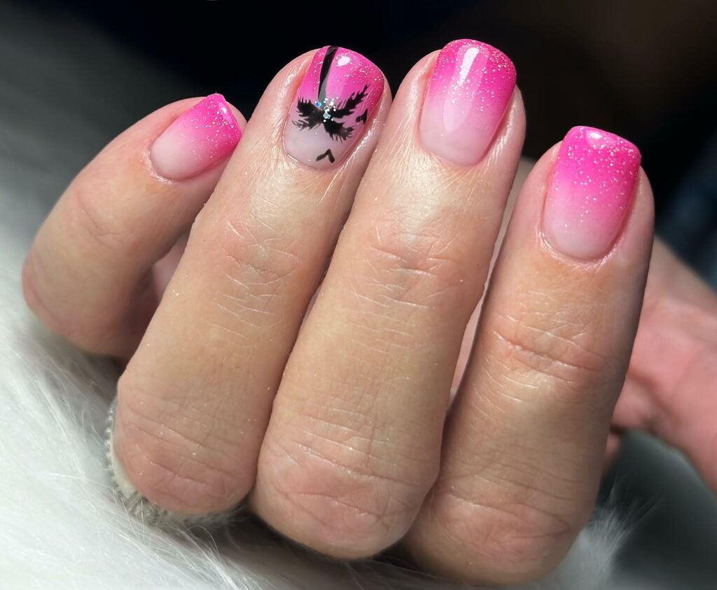 Feel Tropical with 35 Tropical Nails Designs for 2024 39 Pink Ombre Palm Nails