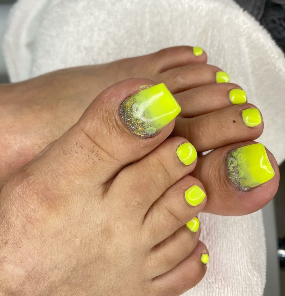 30 Yellow Pedicure Ideas to Brighten Up Your Look in 2024 13 Long Nail Yellow Ombre Pedicure