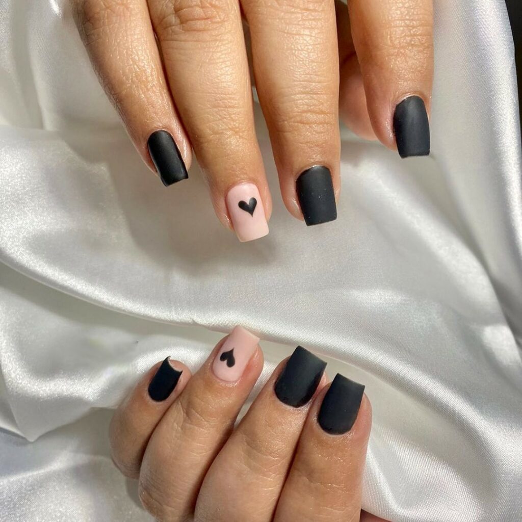 35 Latest Black Matte Nail Designs To Try In 2024! 42 Heart Happy