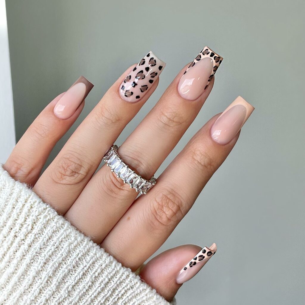 35 Latest Medium Square Nail Ideas To Try In 2024! 24 Medium Square Nails With Animal Pattern Design