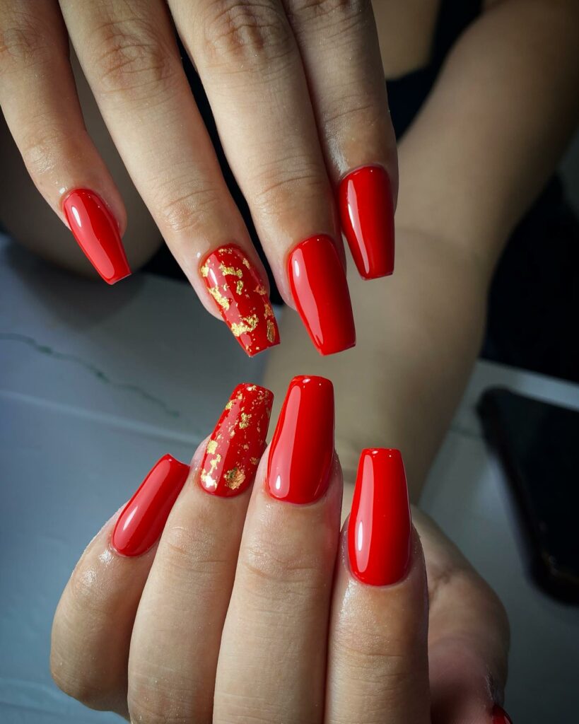 Celebrate with 40 Christmas Statement Nail Designs in 2024 45 Red And Gold Christmas Statement Nails