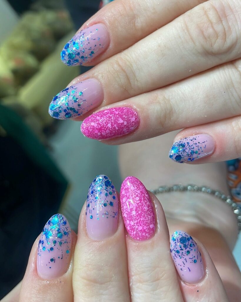 39 Latest Pink and Blue Nail Designs To Try in 2024! 34 Glitter Galore