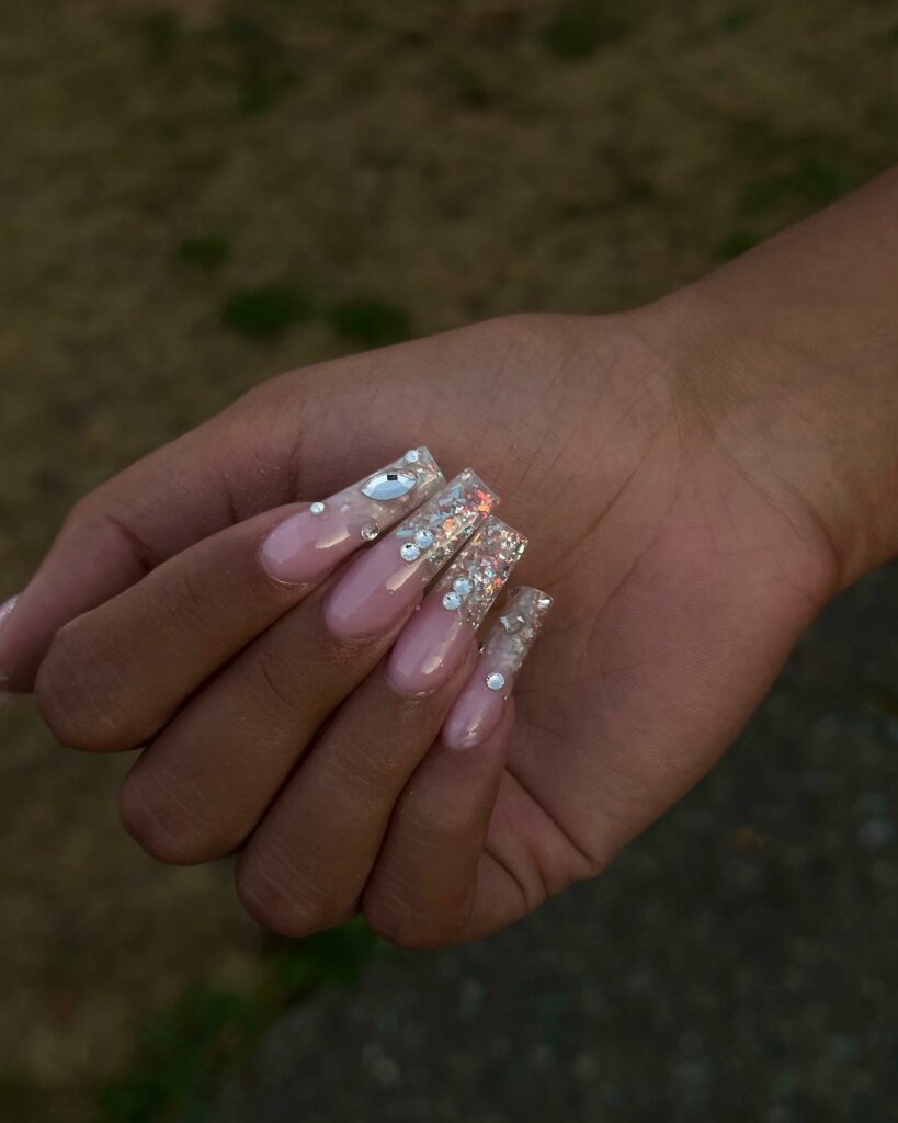 45 Latest Nails With Rhinestones Designs To Try In 2024! 53 Shaped Rhinestones On Pink