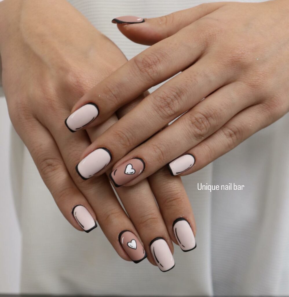Find Your Style with 28 Beige Nail Designs of 2024 20 Comic Black And Beige Nails