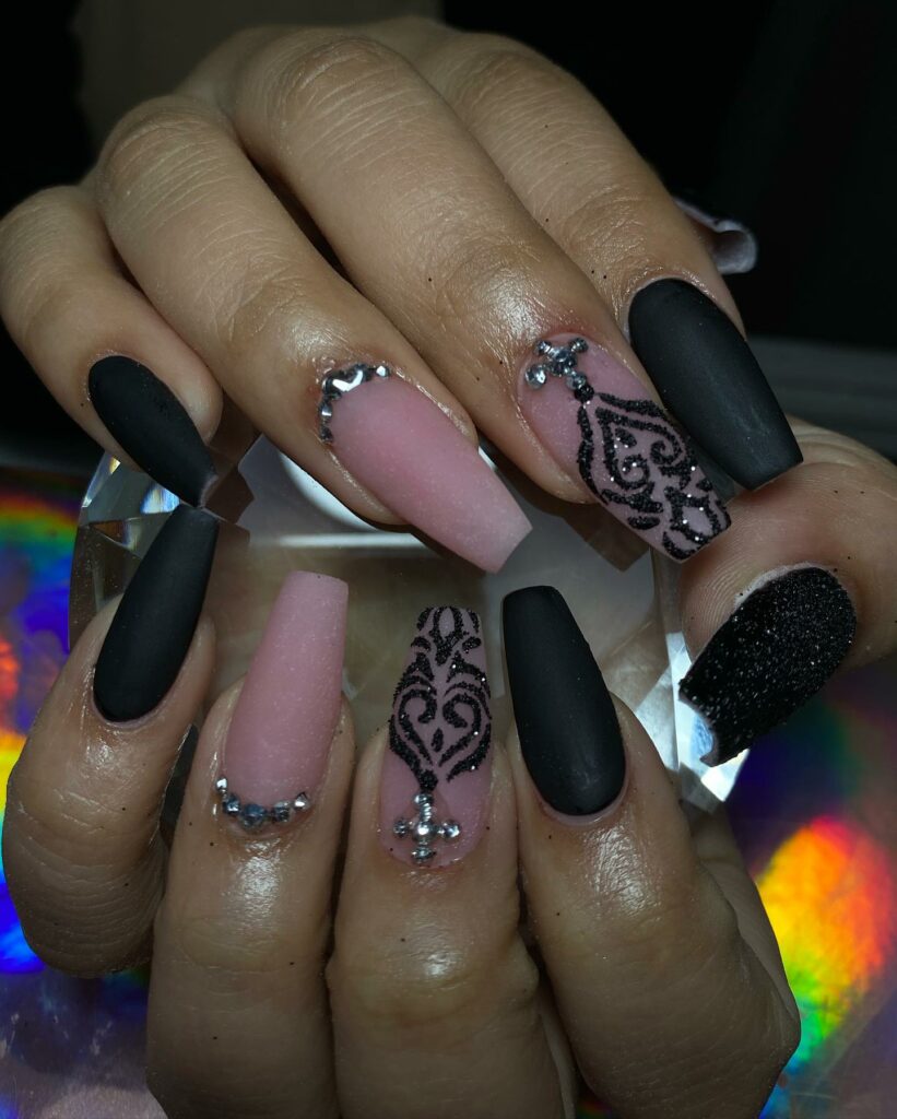Indulge in 35 Black And Pink Nail Designs To Try in 2024 44 Two Sides of Me
