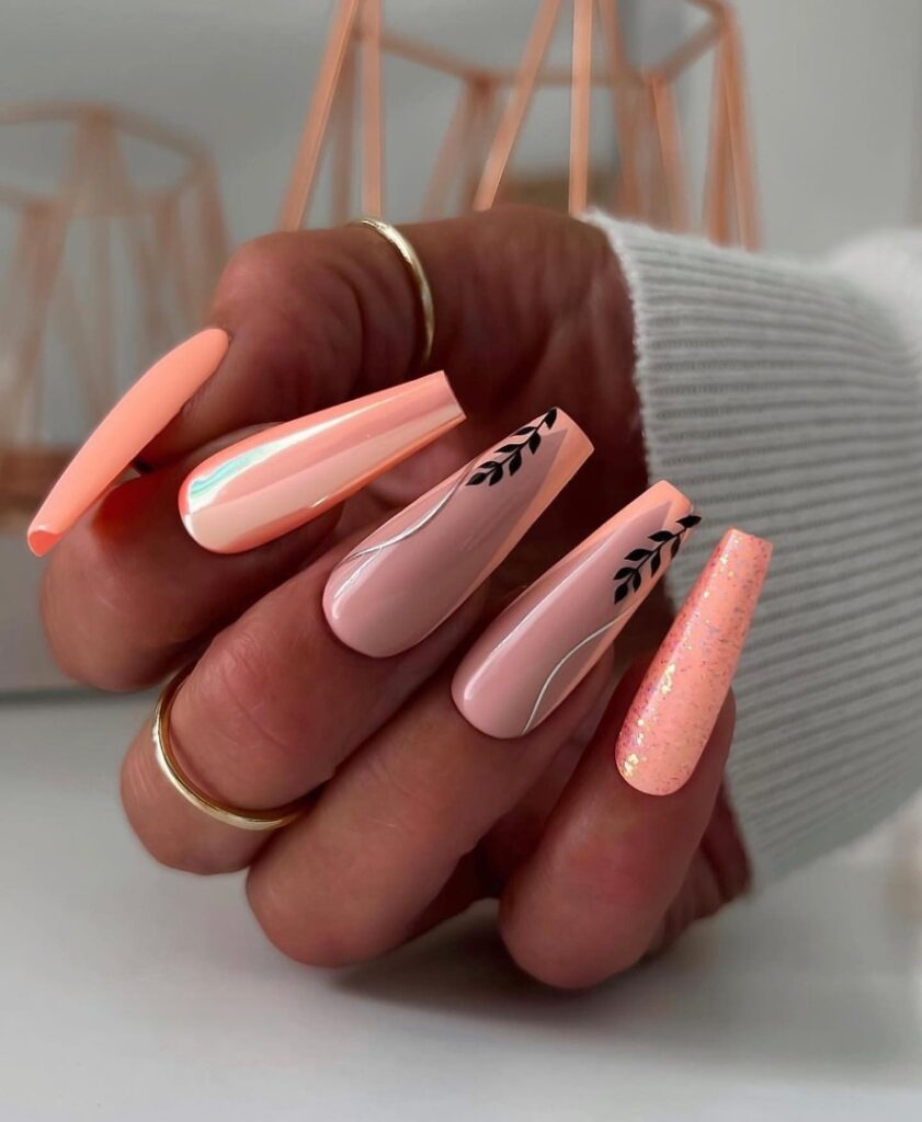 Get Peachy with 30 Peach Nail Designs for 2024 10 Coffin Claws