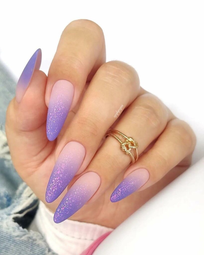 30 Latest Pink And Purple Nail Designs To Try In 2024! 32 Matte Pink And Purple Nails With Glitters