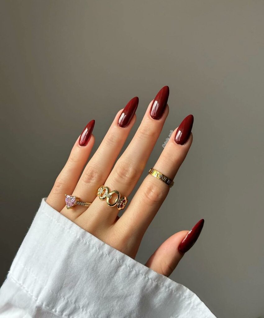 20 Latest Red Almond Nail Ideas To Try In 2024! 15 Dark Red Almond Nails