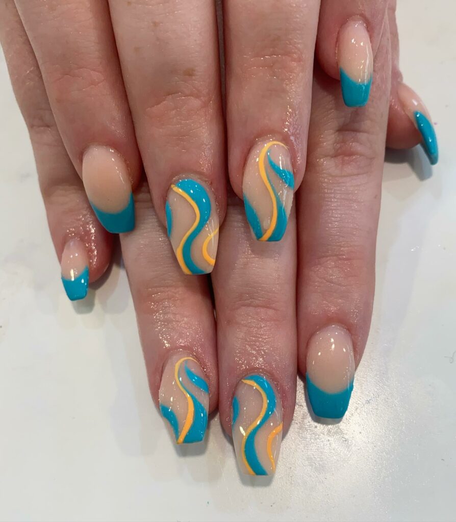Dive into 60 Turquoise Nail Designs of 2024 69 Lemonade Nails