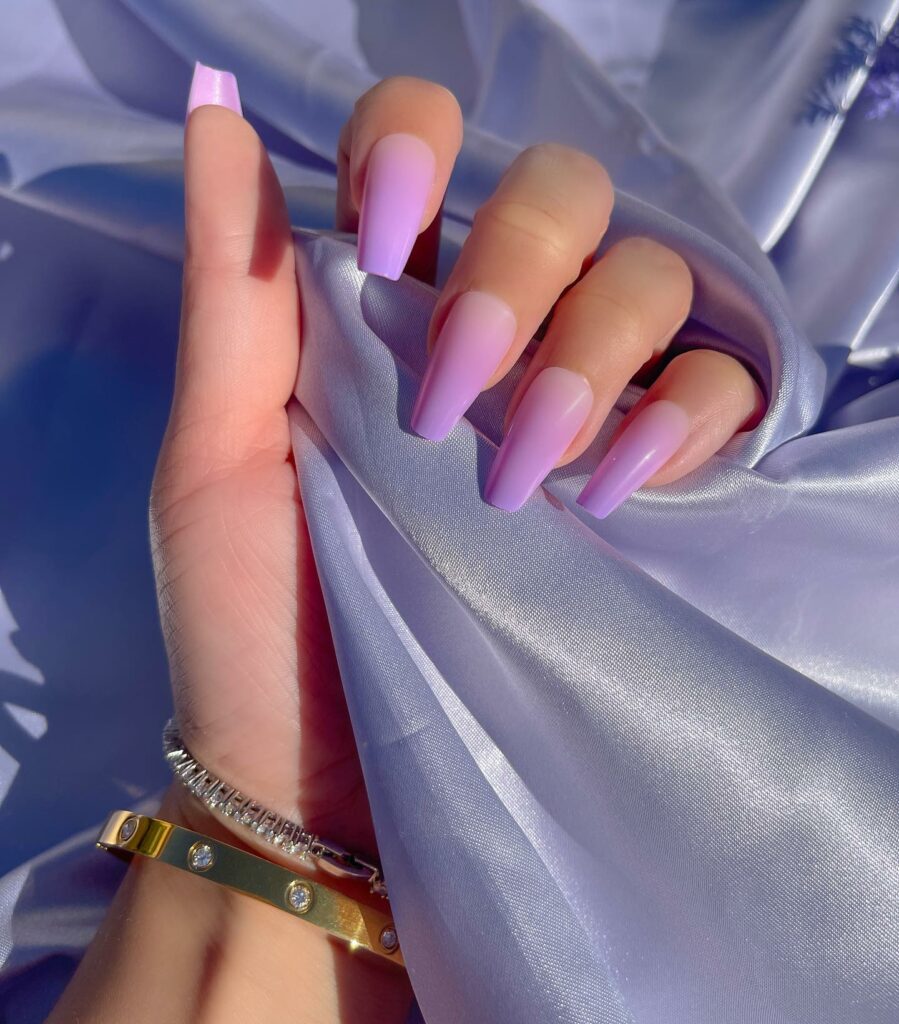 Explore 30 Purple Coffin Nail Designs in 2024 17 Matte Purple Ombre Nail