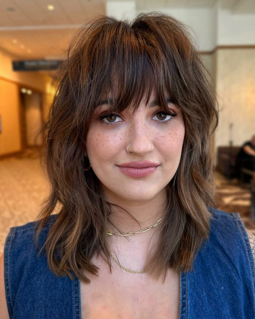 45 Wispy Long Curtain Bang Hairstyles to Try in 2024 51 A-Line Lob with Wispy Bangs